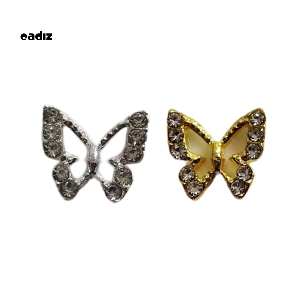 Bộ 20 Phụ Kiện Trang Trí Móng Tay Hình Bướm Bằng Hợp Kim Đính Đá Xinh Xắn