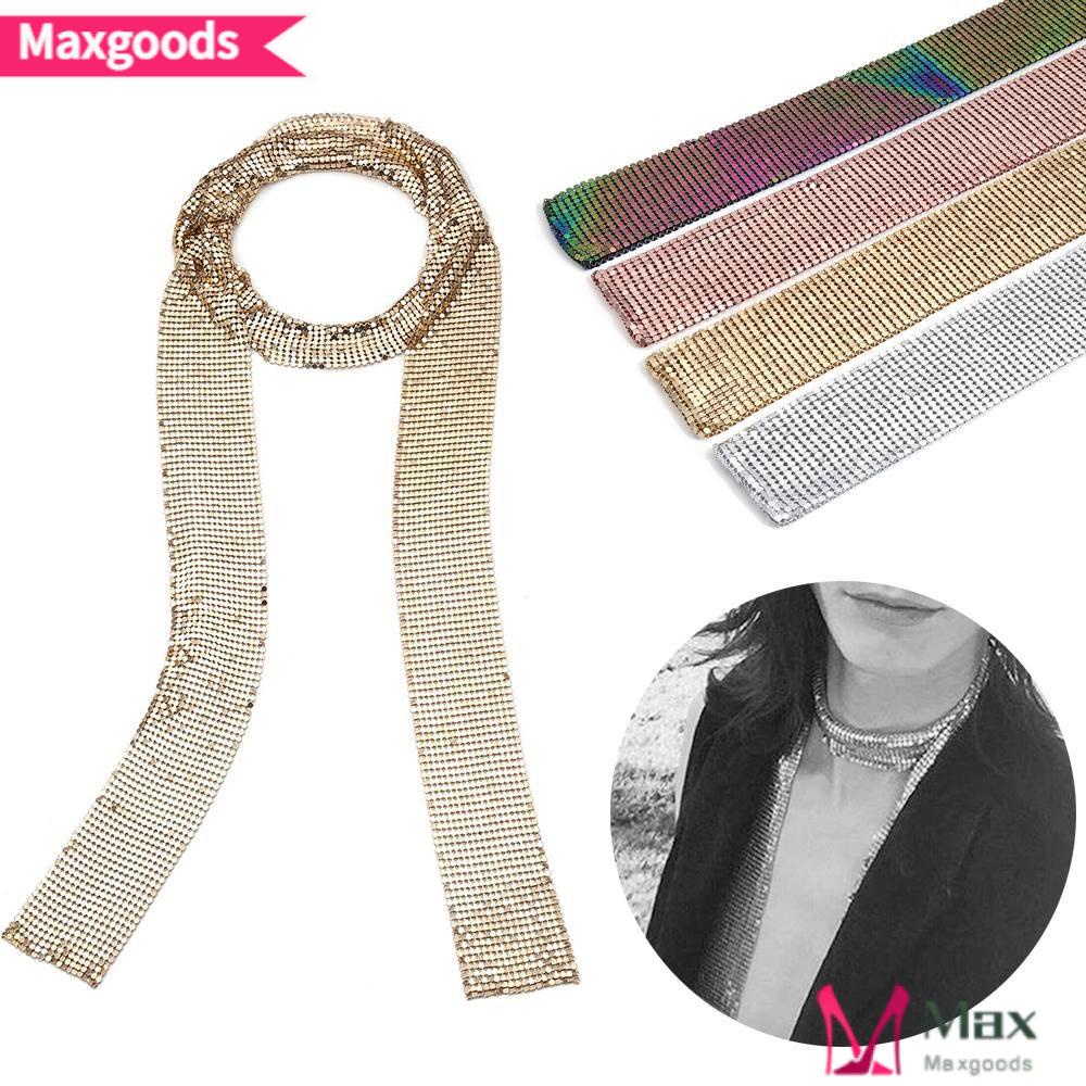 MAXG Khăn Choàng Cổ Dài Bằng Hợp Kim Nhôm Đính Kim Sa Lấp Lánh