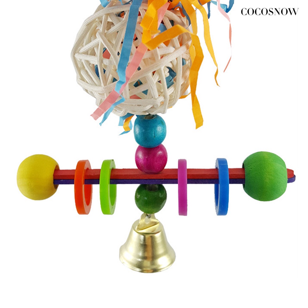 Đồ Chơi Xích Đu Bằng Gỗ Và Bóng Gặm Cho Chim Vẹt Đứng