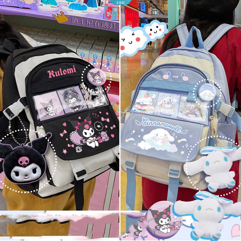 Sanrio Kuromi My Melody Cinnamoroll Pom Pom Purin Ba Lô Đeo Vai Sức Chứa Lớn Họa Tiết Hoạt Hình Dễ Thương Làm Quà Tặng Tốt Nghiệp [BTR]