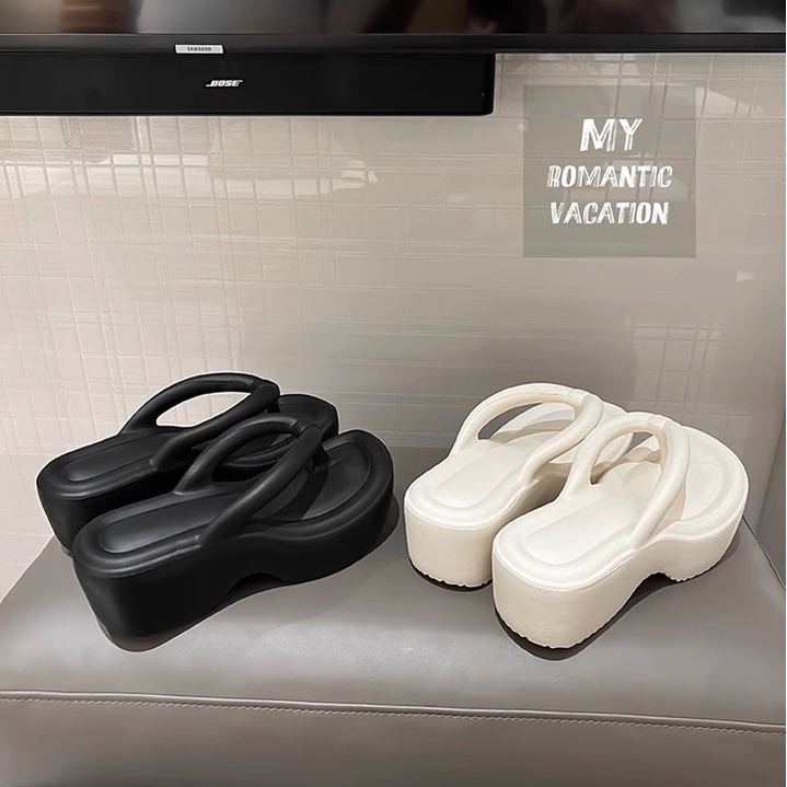 Luyoo17  Đế Dày 5cm dép bánh mì  Chống Trượt Thời Trang Mùa Hè Mới Cho Nữ