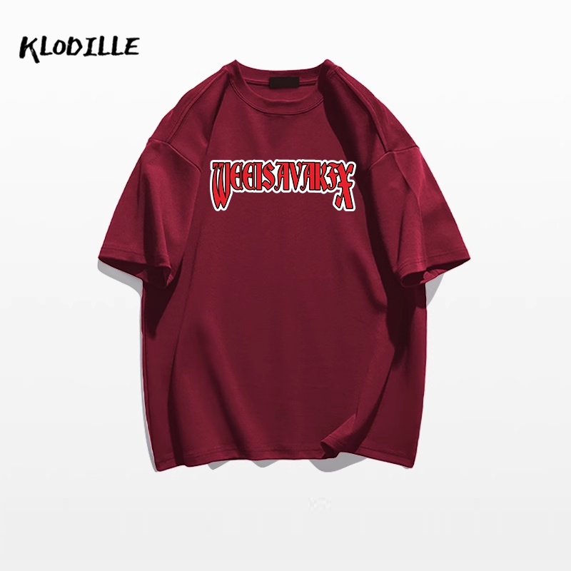 KLODILLE  Áo Thun Tay Ngắn Dáng Rộng Chất Liệu 100% Cotton Cao Cấp Thời Trang Theo Phong Cách Hàn Quốc Cho Nam Local Brand