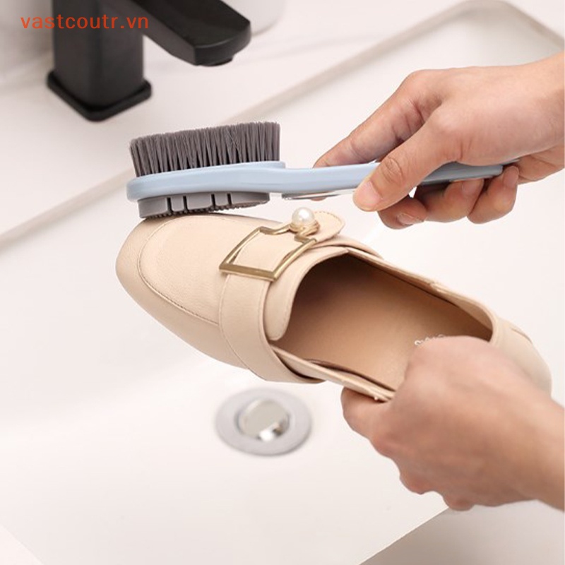 Bàn Chải Chà Giày Hai Mặt Tay Cầm Dài Bằng Silicon Mềm