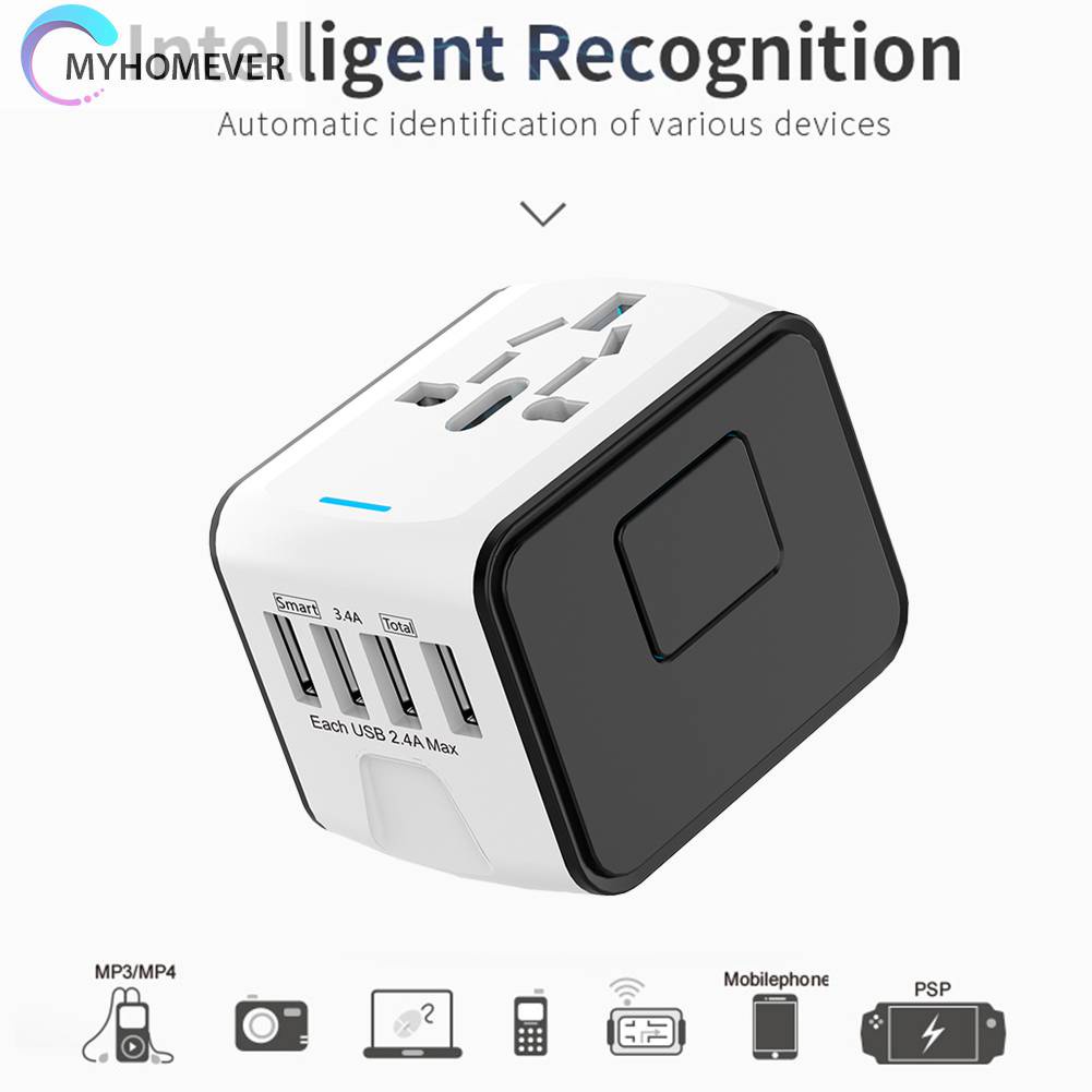 Ổ CắM SạC 4 CổNg Usb TiệN DụNg Cho AU UK EU US