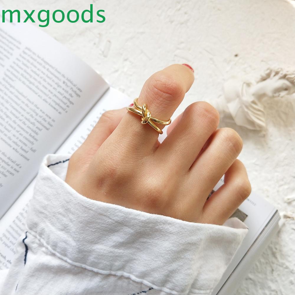 MXGOODS Nhẫn Mở Hai Vòng Thời Trang Cá Tính Sáng Tạo Có Thể Điều Chỉnh Cho Nữ