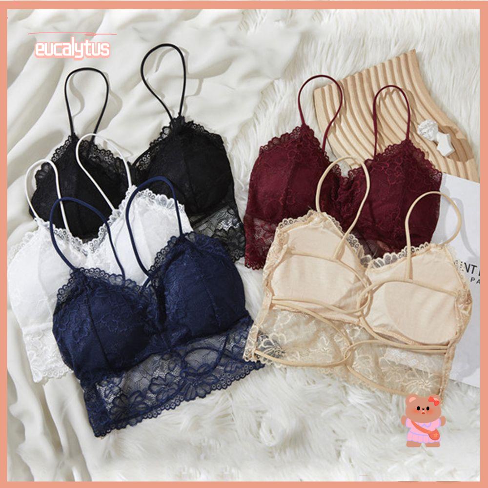 EUTUS Áo Bra Ren Có Mút Nâng Ngực Thiết Kế Dây Đan Chéo Lưng Quyến Rũ Cho Nữ