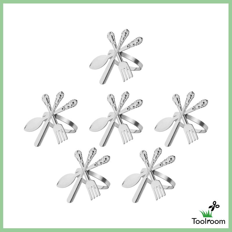 Bộ 6 Vòng Nhẫn Kim Loại Cố Định Khăn Ăn Tiện Dụng