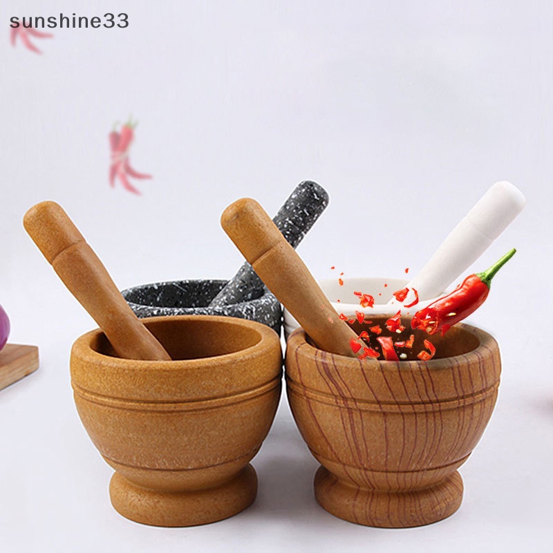 Bộ Chày Cối Giã Tỏi Bằng Gỗ Tiện Dụng Cho Nhà Bếp