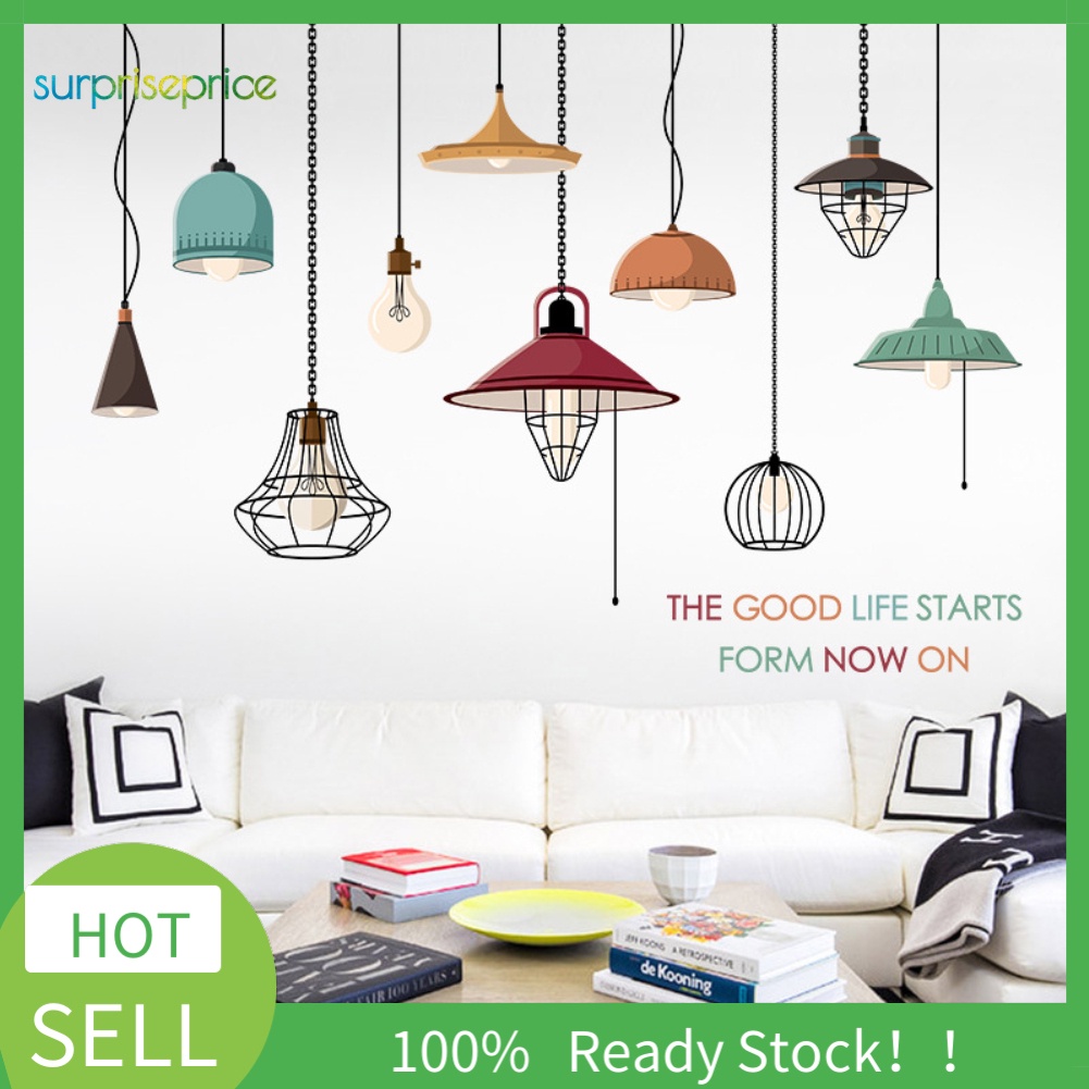 Set 2 Miếng Dán Tường Trang Trí Hình Đèn Trần Nhiều Màu Sắc Dành Cho Phòng Trẻ Em