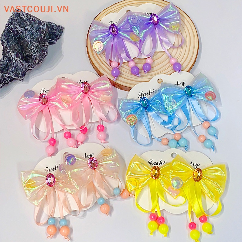 Kẹp Tóc Nơ Đính Đá Nhiều Màu Sắc Kiểu Công Chúa Xinh Xắn Cho Bé Gái