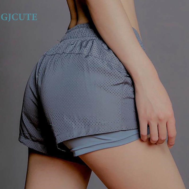 Quần Short Thể Thao Lưng Cao Dáng Rộng Khô Nhanh Chống Trượt Thoáng Khí Thời Trang Mùa Hè Cho Nữ