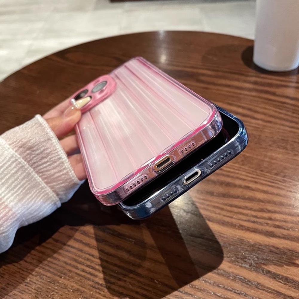 Ốp Điện Thoại TPU Dẻo Họa Tiết Kẻ Sọc Màu Trơn Đơn Giản Chống Trầy Cho IPhone 11 12 13 14 Pro Max