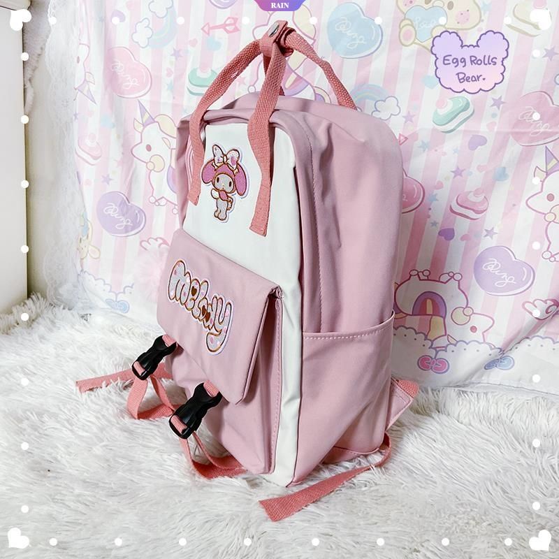 Ba Lô Nylon Sức Chứa Lớn Thêu Họa Tiết Hoạt Hình Sanrio Cinnamoroll My Melody Kuromi Dễ Thương Phong Cách Nhật Bản Cho Nữ [RAIN]