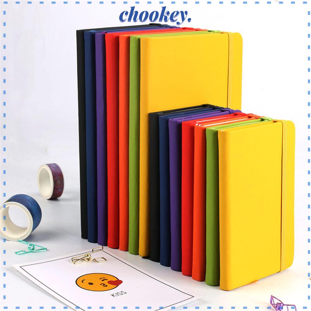 CHOOKEY Sổ Tay Ghi Chú Bằng Da PU Màu Trơn Kèm Khóa Dây Tiện Dụng