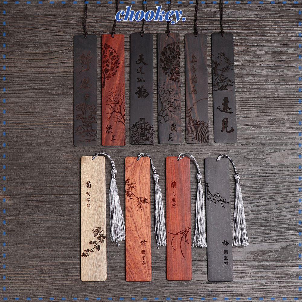 CHOOKEY Thẻ Đánh Dấu Trang Sách Bằng Gỗ Trơn Kiểu Vintage