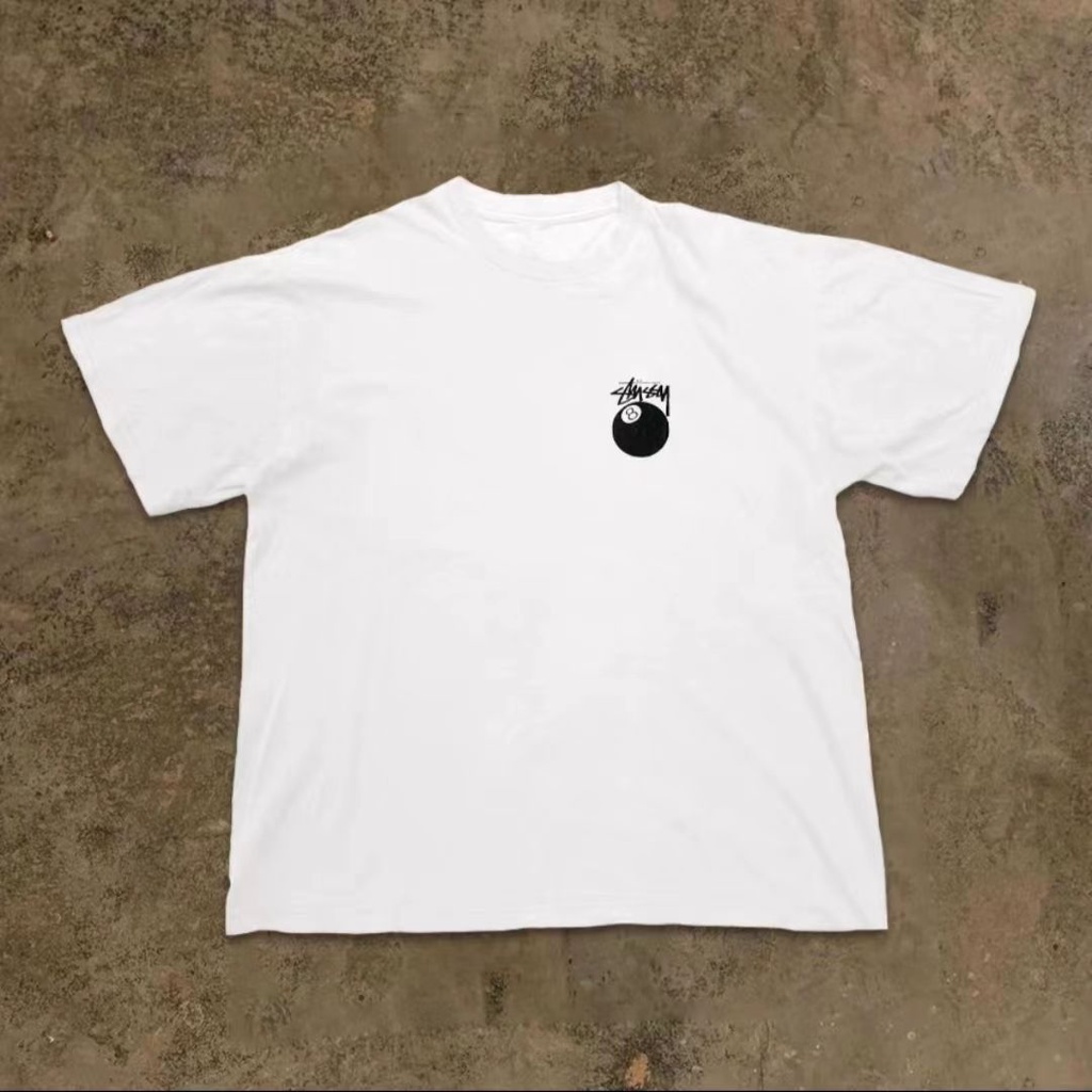 Stussy Áo Thun cotton Ngắn Tay oversize In Hình Bida 8 Thời Trang Cho Cặp Đôi