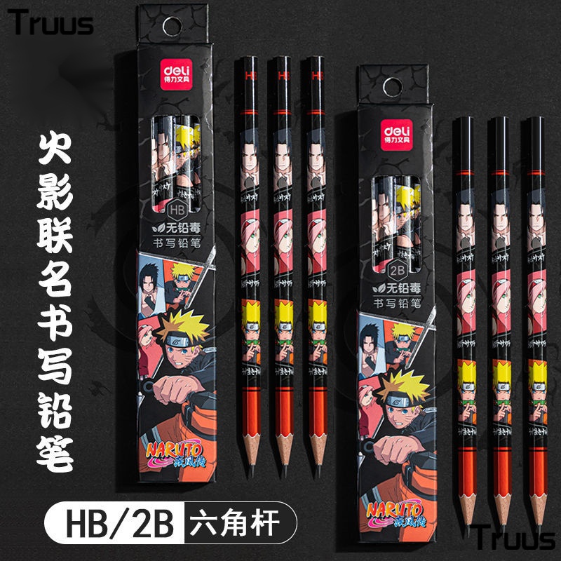 Bút Chì 2B HB Không Độc Hại Họa Tiết Hoạt Hình Naruto Lục Giác Mạnh Mẽ Sáng Tạo Dành Cho Học Sinh Tiểu Học