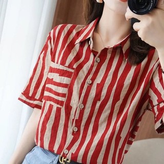 Áo sơ mi công sở & áo sơ mi vải lanh kẻ sọc trang trọng thanh lịch cho nữ s m