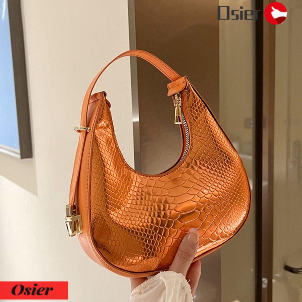 OSIER1 Túi Đeo Chéo Da PU Vân Da Cá Sấu Màu Trơn Phong Cách Boho Cổ Điển Thời Trang Cho Nữ