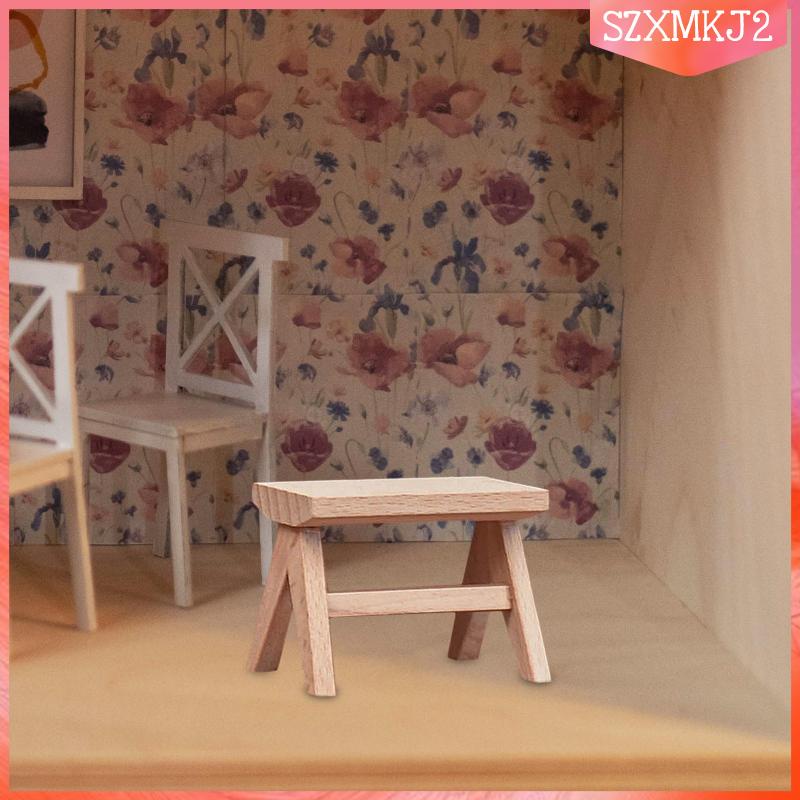 Mô Hình Ghế Gỗ Mini Trang Trí Nhà Búp Bê Tỉ Lệ 1 / 12