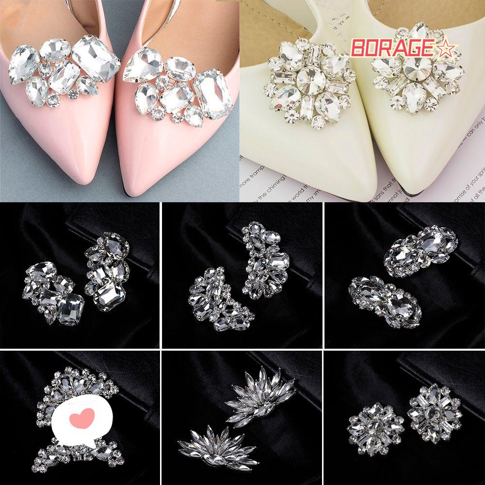BORAG Set 2 Khóa Đính Đá Trang Trí Giày Cao Gót Cô Dâu