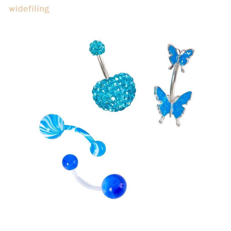 Bộ 4 Khuyên Rốn Đính Đá Đơn Giản Nhiều Màu Sắc Dùng Làm Quà Tặng Trang Sức Cho Bạn Gái