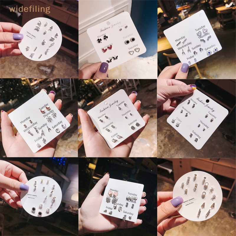 1 Set Bông Tai Hình Trái Tim / Bướm / Hạt Peart Kiểu Hình Học Đơn Giản Thời Trang Cho Nữ