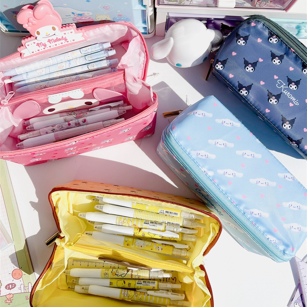 Sanrio Túi Bút Chì Siêu Dễ Thương Dung Lượng Siêu Lớn Hình Vuông Di Động Mỹ Phẩm Cầm Tay/Gói Đựng Đồ Dùng Học Tập.