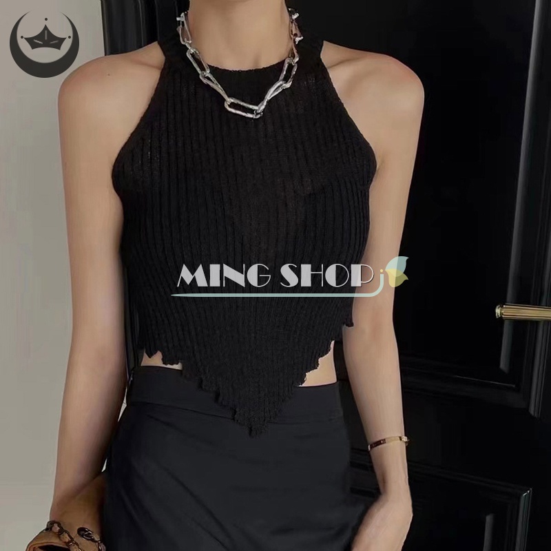 Áo Hai Dây Dệt Kim Cổ Tròn Màu Sắc Ngọt Ngào Thời Trang Mùa Hè Cho Nữ