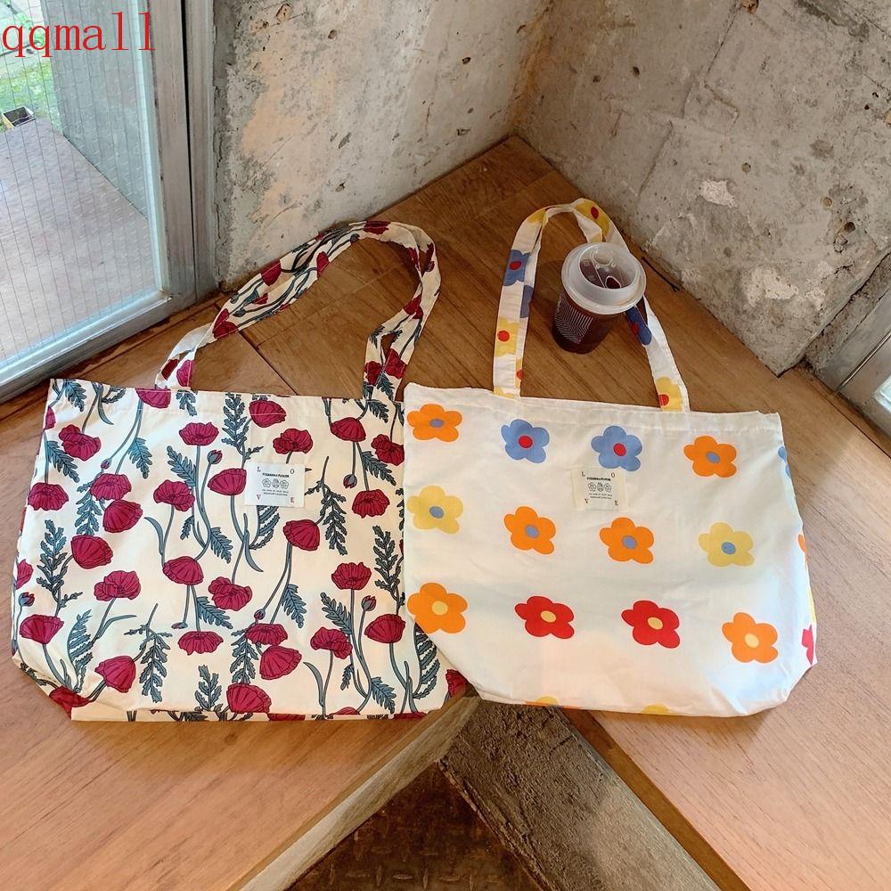 QQMALL Túi Tote Đeo Vai / Xách Tay In Hoa Sức Chứa Lớn Thời Trang Cho Nữ