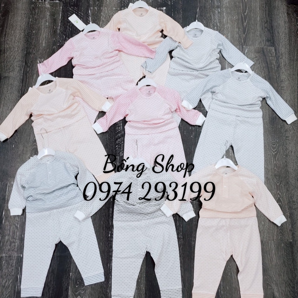 Bộ quần áo dài tay mùa đông Lullaby 2023 cúc vai vải cotton 2 lớp mềm mại cho bé 12 tháng - 4 tuổi
