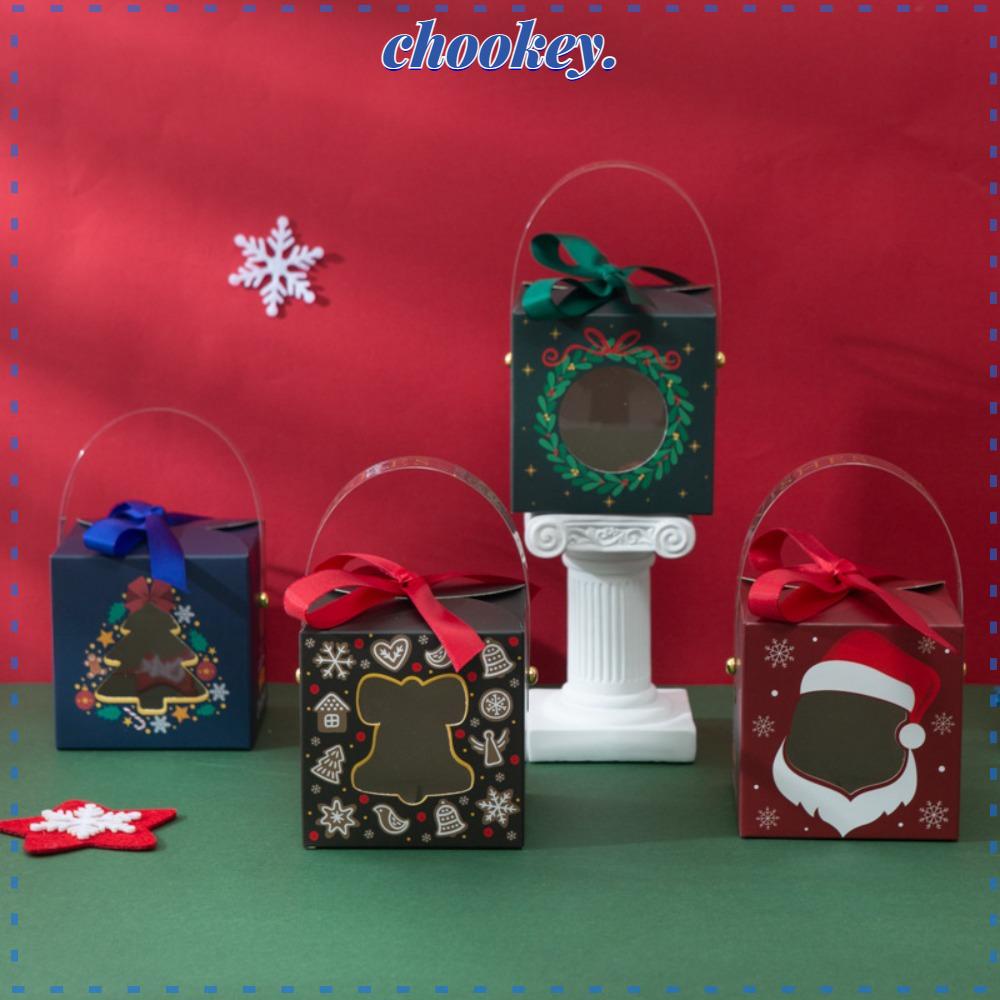 CHOOKEY Set 5 Túi Giấy Đựng Kẹo Sô Cô La Có Tay Cầm Cửa Sổ Trang Trí Giáng Sinh