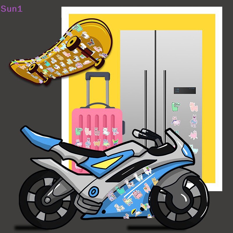 Set 50 Miếng Dán Hình Lạc Đà Alpaca Hoạt Hình Đáng Yêu Trang Trí Sổ Tay / Xe Đạp / Ô Tô