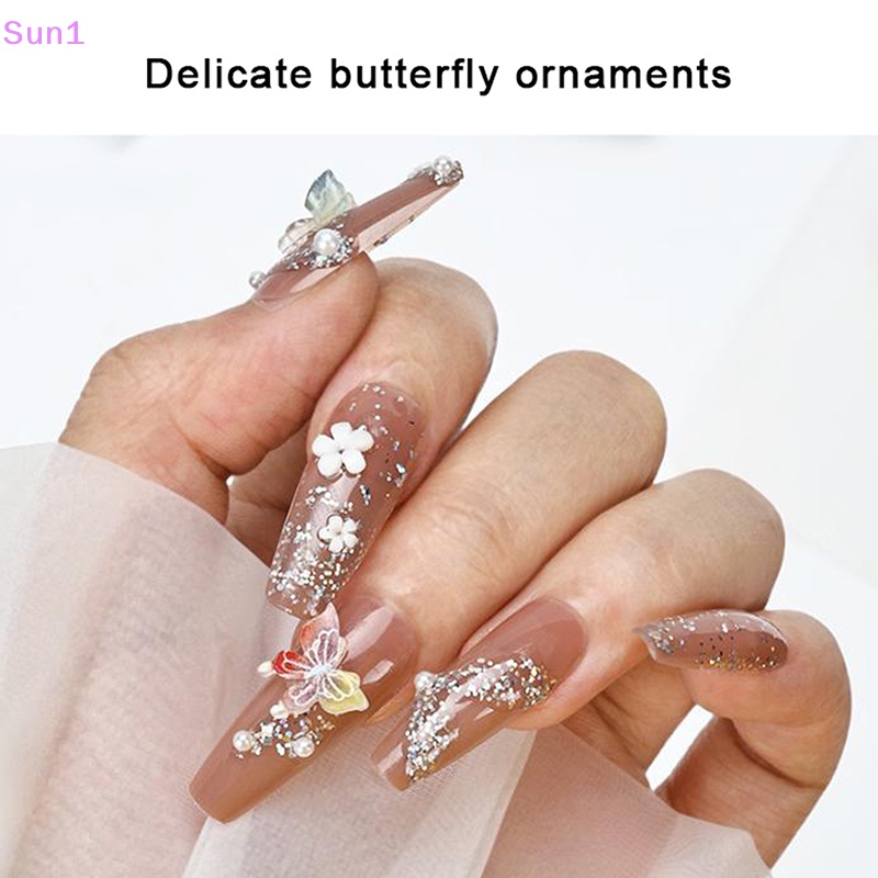 Set 20 Phụ Kiện Trang Trí Móng Tay Hình Bướm 3D DIY Độc Đáo