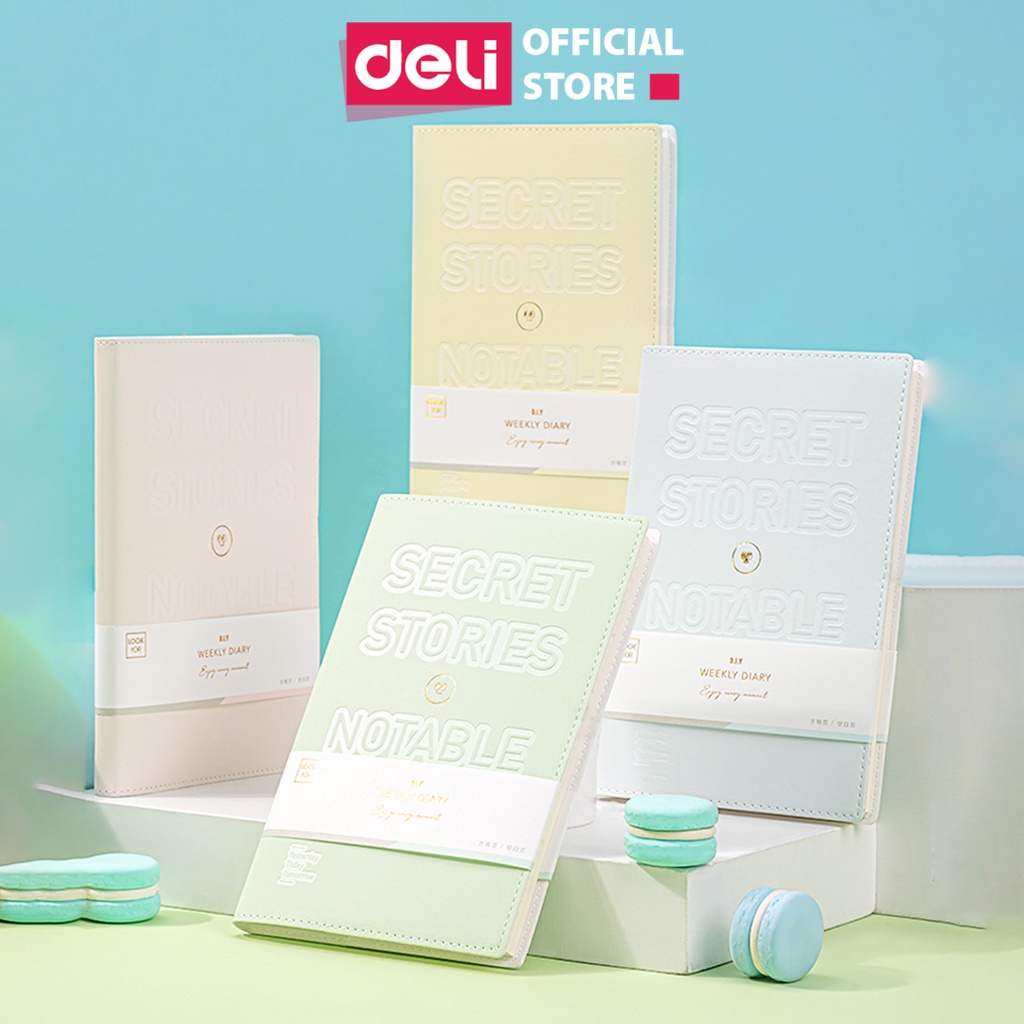 Sổ tay ghi chép Bìa Da Cao Cấp Deli 192/224 trang 96/112 tờ 80gsm, Chống Nước, Làm Quà Tặng Sang Trọng
