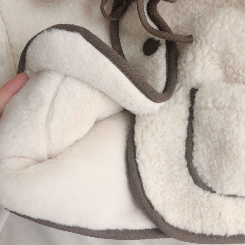 Áo Khoác Lông Cừu Cotton Dày Dặn Dễ Thương Thời Trang Mùa Đông Cho Bé Gái