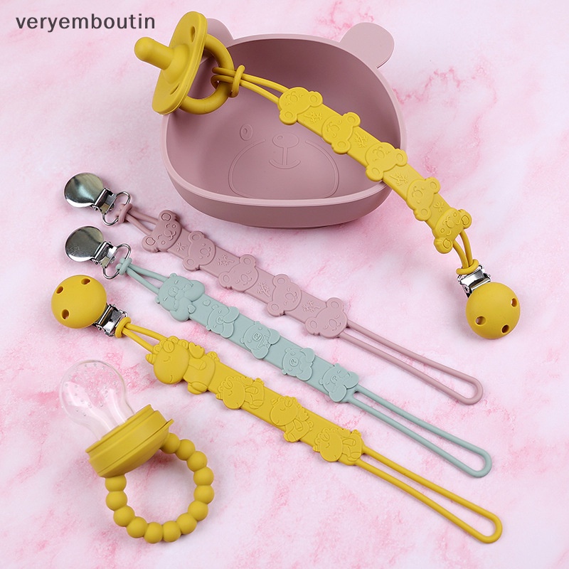 Kẹp Giữ Núm Vú Giả Bằng Silicon Cấp Thực Phẩm Chống Rơi Họa Tiết Hoạt Hình Cho Bé n