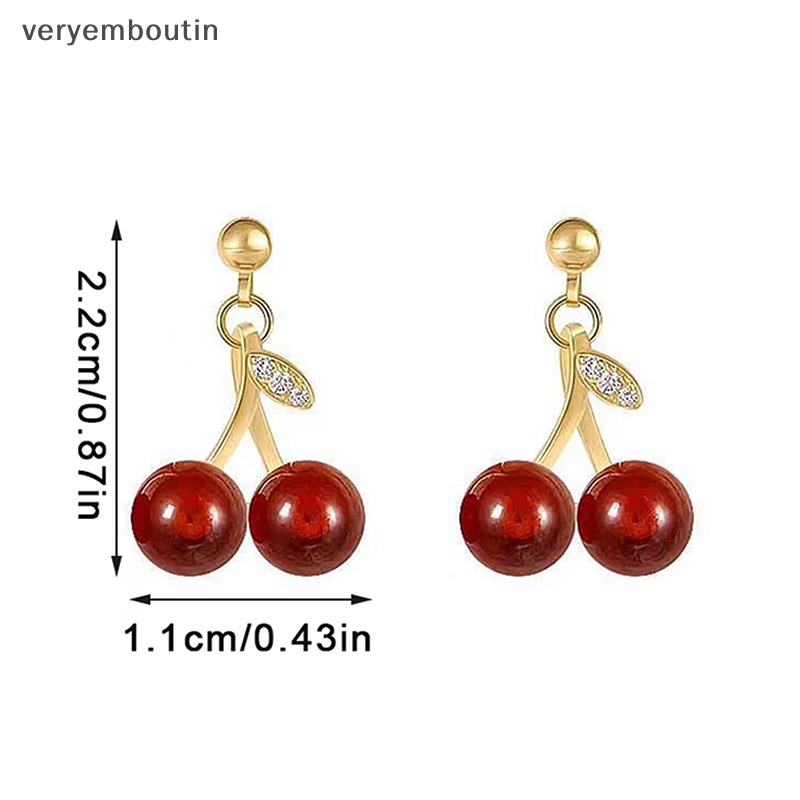 Bộ Vòng cổ + Bông Tai Hình Quả Cherry Đỏ Thời Trang Cá Tính Cho Nữ