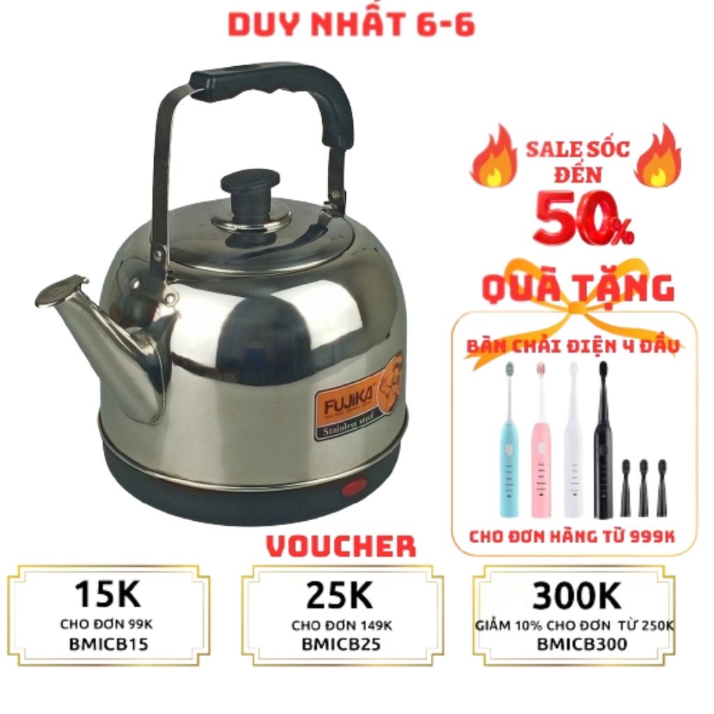 Ấm Siêu Tốc Inox 5L Fujika FJ-SD50 Công Suất 1500W Tiết Kiệm Điện Cho Quán,Nhà Hàng,Nhà Đông Người-Hàng Chính Hãng...