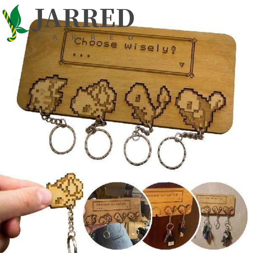 JARRED Móc Khóa Treo Tường Bằng Gỗ Hình Nhân Vật Hoạt Hình Dễ Thương Giá Đỡ