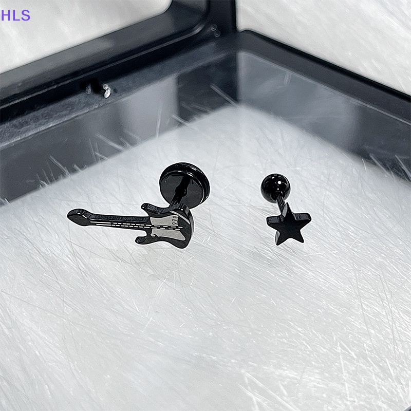 1 Bông Tai Hình Ngôi Sao / Xương Đàn Guitar Y2K Màu Đen Thời Trang Dự Tiệc Cho Nữ