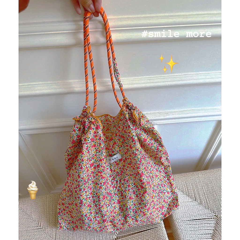 Túi Xách Vải Canvas Cỡ Lớn In Họa Tiết Hoa Xinh Xắn Dành Cho Nữ