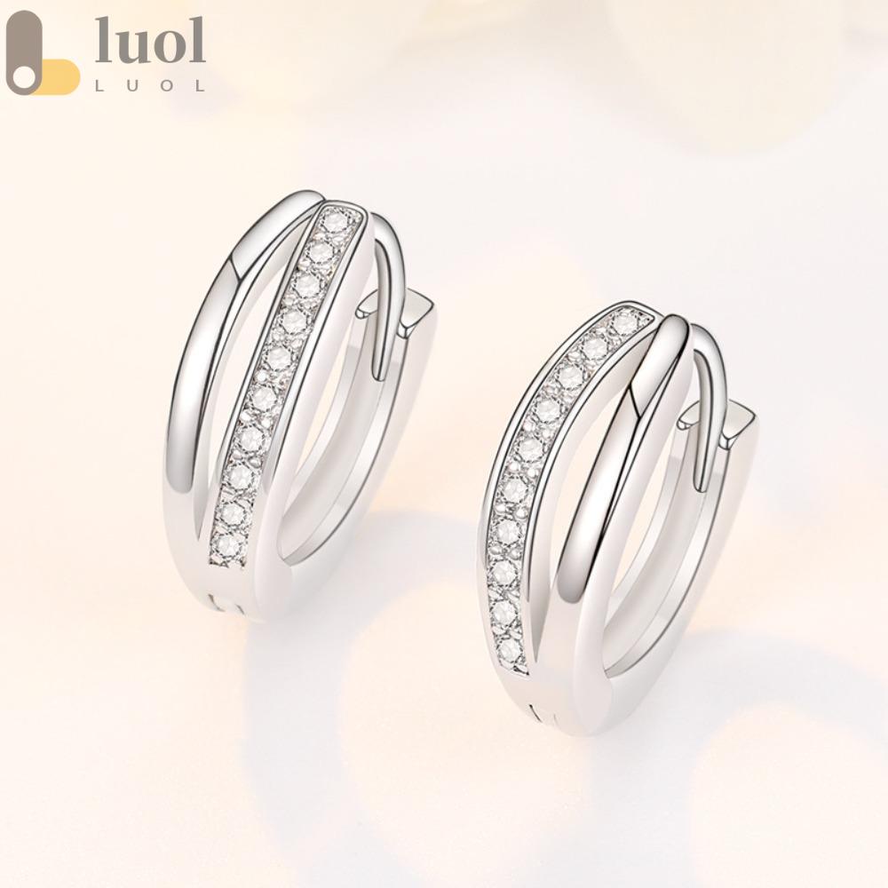 LUOL Set 2 Khuyên Tai Dạng Vòng Hai Lớp Đính Đá Pha Lê Thời Trang Cao Cấp Dành Cho Nữ