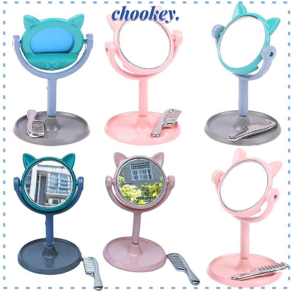 CHOOKEY Bộ Lược Và Vỏ Gương Trang Trí Nhà Búp Bê Tỷ Lệ 1 / 12