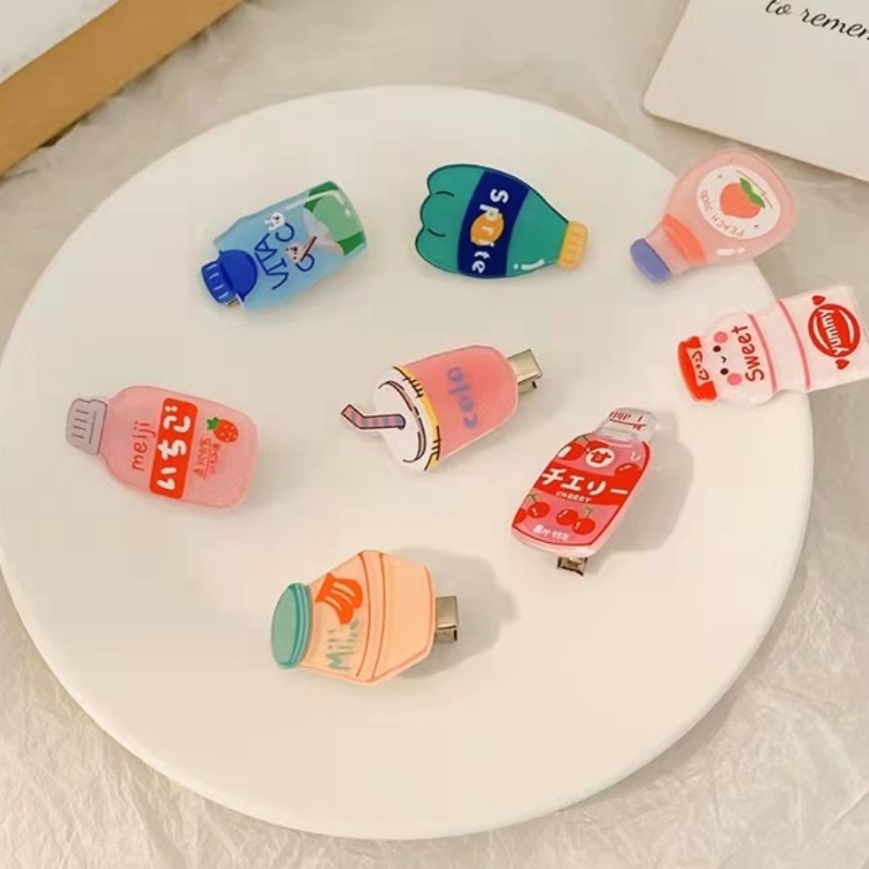 PVN60315 Kẹp Tóc Hình Bình Trà Sữa / Nước Ép Hoạt Hình Dễ Thương Cho Bé Gái