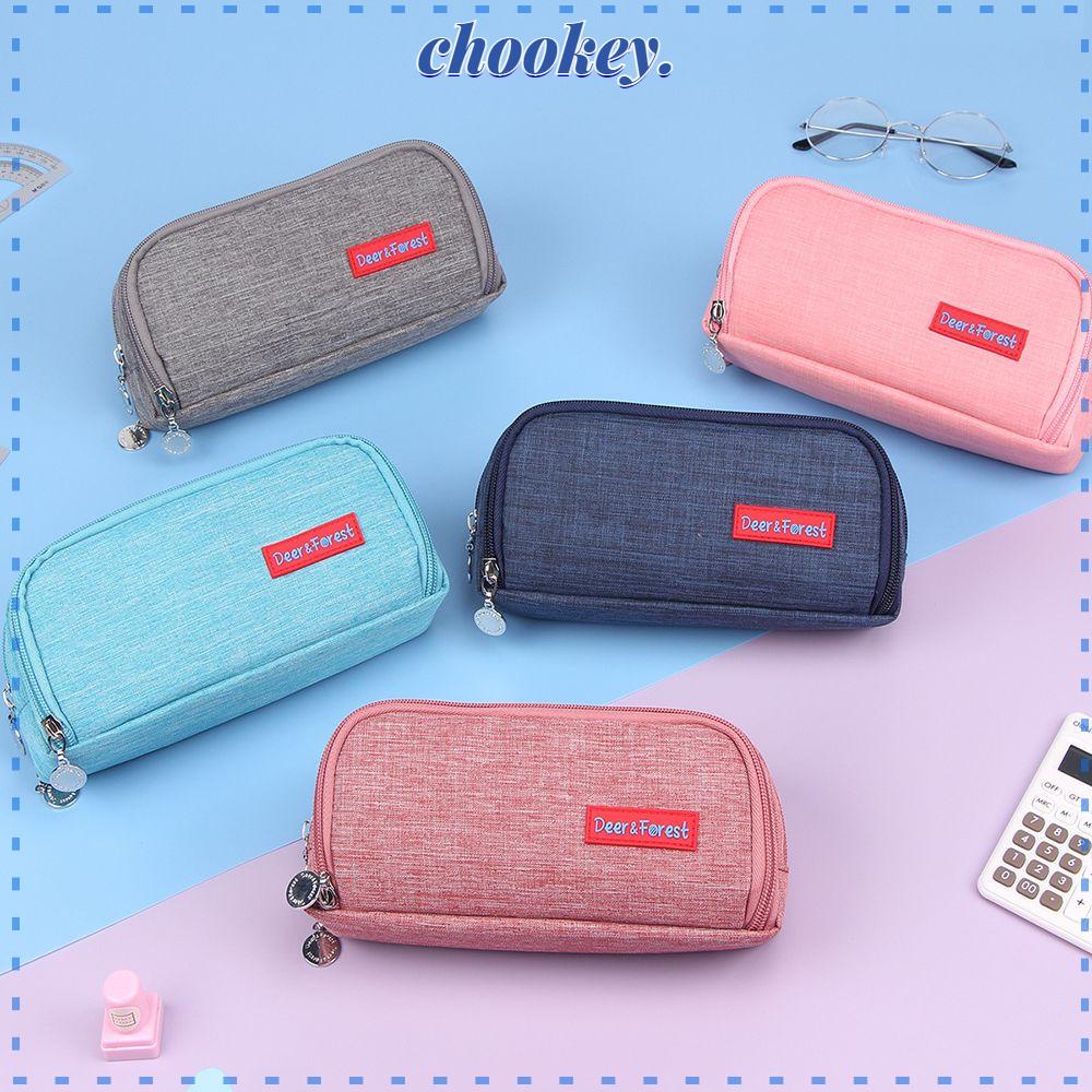 CHOOKEY Túi Đựng Bút Bằng Vải Canvas Có Khóa Kéo Tiện Dụng