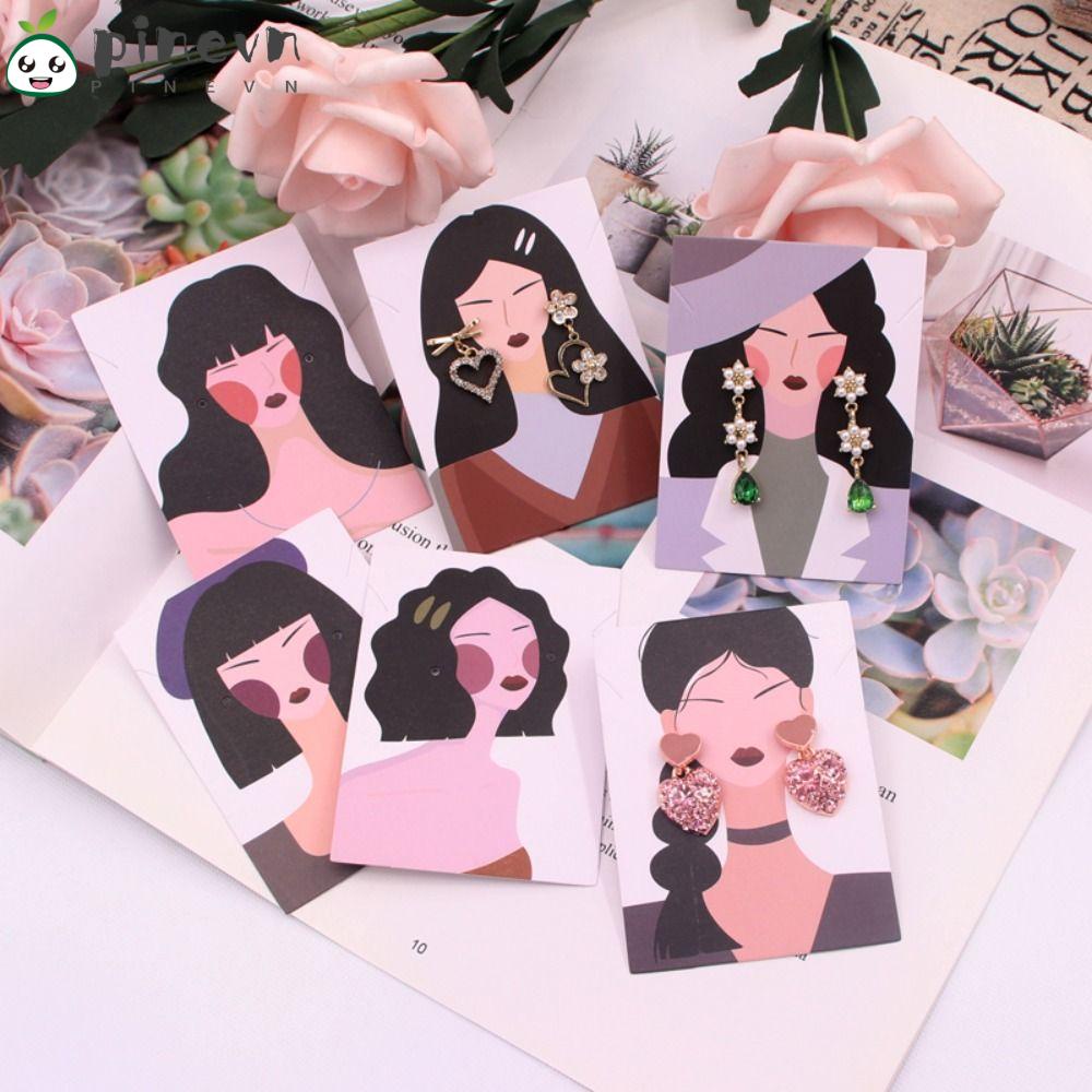 PINEVN Set 100 Tấm Card Trưng Bày Bông Tai 6cm * 8cm