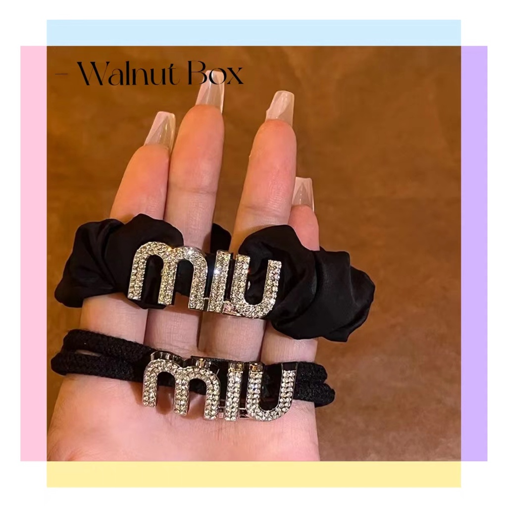 Dây Buộc Tóc Đính Chữ Siêu Lấp Lánh Kiểu Retro Sang Trọng