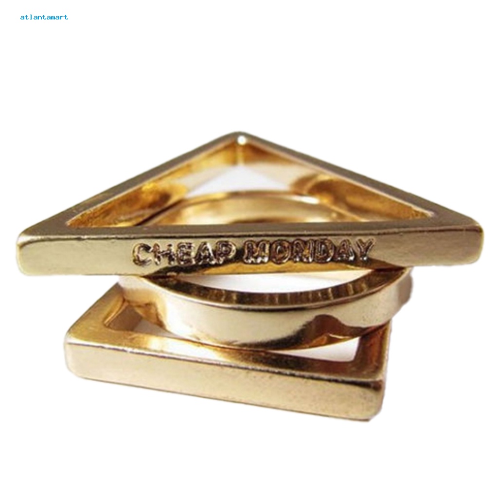 Túi Đựng Đồ Dùng Cao Cấp Tiện Dụng| Bộ 3 Nhẫn Hình Học / Vuông / Tam Giác Màu Vàng Dễ Thương Thời Trang Cho Nữ