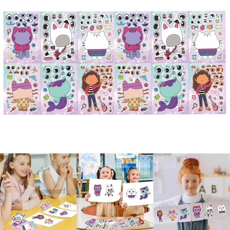 Sách Bộ Sưu Tập Gồm 12 Miếng Dán Hình Gương Mặt Sáng Tạo Dành Cho Trẻ Em